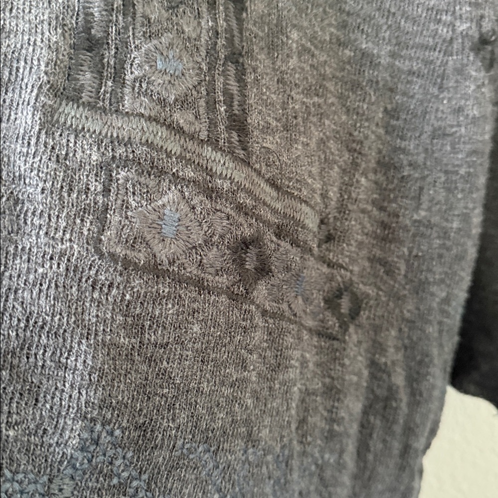 Johnny Was Biya Norns Haag Duster Gray Embroidered Aztec Native Cardigan M - Picture 14 of 16
